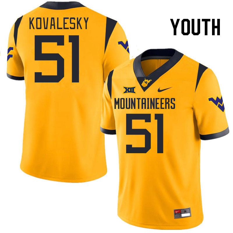 Youth #51 Raymond Kovalesky West Virginia Mountaineers College 2024 New Uniforms Football Jerseys St